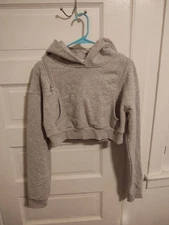 Cherry Mellow Cropped Zip Off Sweatshirt Unique Sz M Grey Hoodie