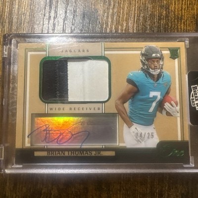 BRIAN THOMAS JR. 2024 PANINI ONE #103 PREMIUM ROOKIE PATCH AUTO GREEN RC 24/25