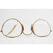 Vintage Gold Tone Round Wire Rim Eyeglasses Engraved Cable Temple Frames 36066