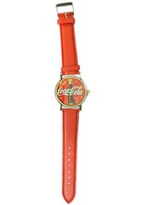 Vintage Coca Cola 41mm Red Band Bottle Dial Gold Tone Quartz Coke Collectible