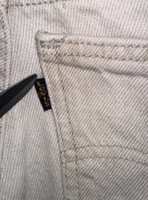 Rare Vintage Levi s Black Tab Slim Straight Beige Denim Jeans Mens 30x34