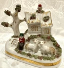 Antique Cottage W Bocage Sheep Samson Chelsea Gold Anchor Mark Staffordshire