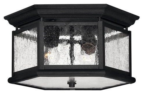 Hinkley Edgewater 13" Wide Black and Water Glass Outdoor Ceiling Light - Picture 3 of 3