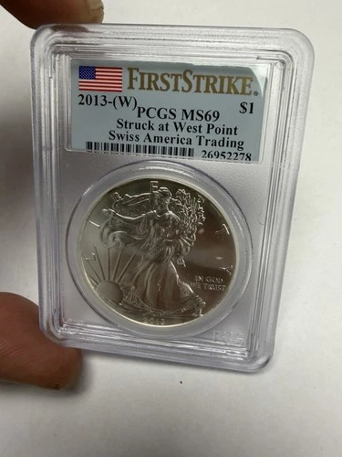 2013 (W) Silver Am Eagle $1 - PCGS MS69 - Struck at West Point -First Strike