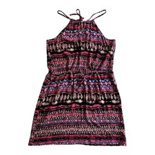 Pink Rose Dress in Red/Black with a Tribal Print Sundress Size Medium