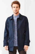 Brooklyn Tailors X Gap X GQ Collection Navy Blue Bonded Mac Classic Coat Sz. S