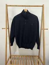 Paul Shark Yachting Navy Wool 1/4 Zip Shoulder Elbow Patches Pullover Sweater XL