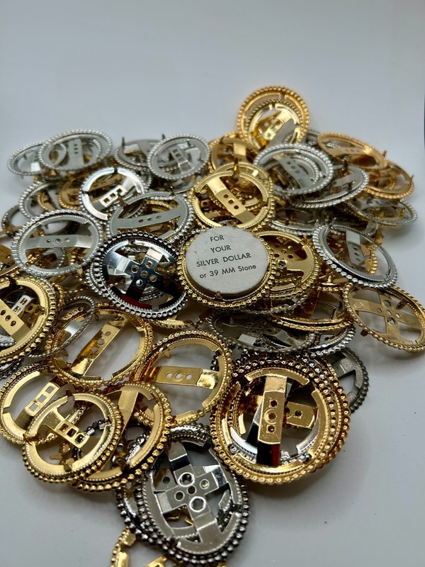 100 Old Stock Vintage Craft Finds  Mountings, Never worn, 1980's, Cabochon
