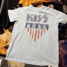 KISS Band T-Shirt Size Large L light blue 2023 60% cotton