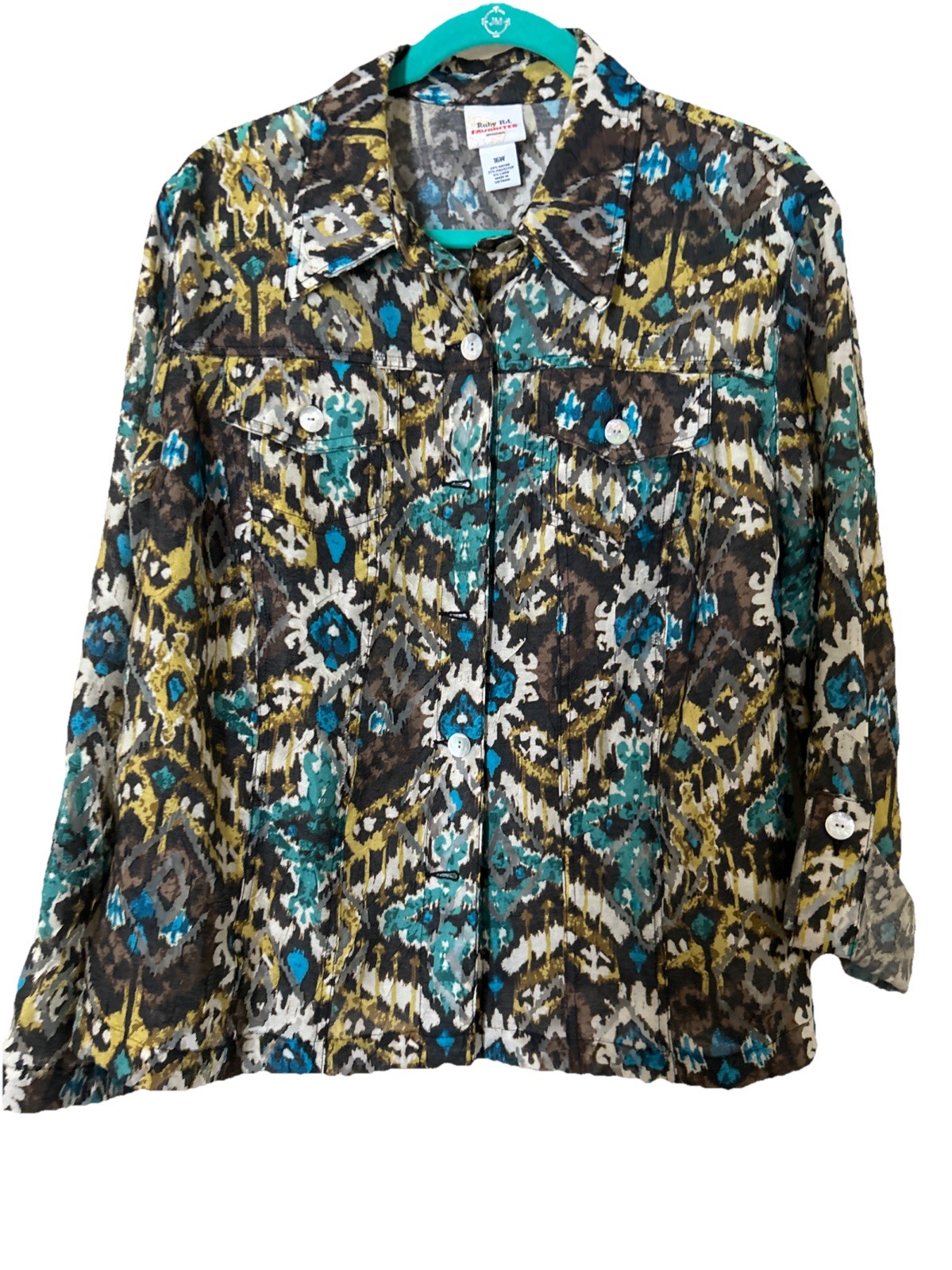 Ruby Rd. Lightweight Jacket Multicolor Geometric … - image 1