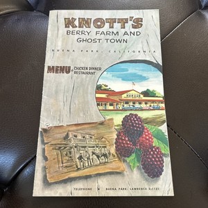 Vintage 1964 Knott's Berry Farm And Ghost Town Menu Brochure Ephemera