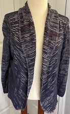 NIC ZOE Linen Blend Striped Draped Open Front Cardigan Jacket Large
