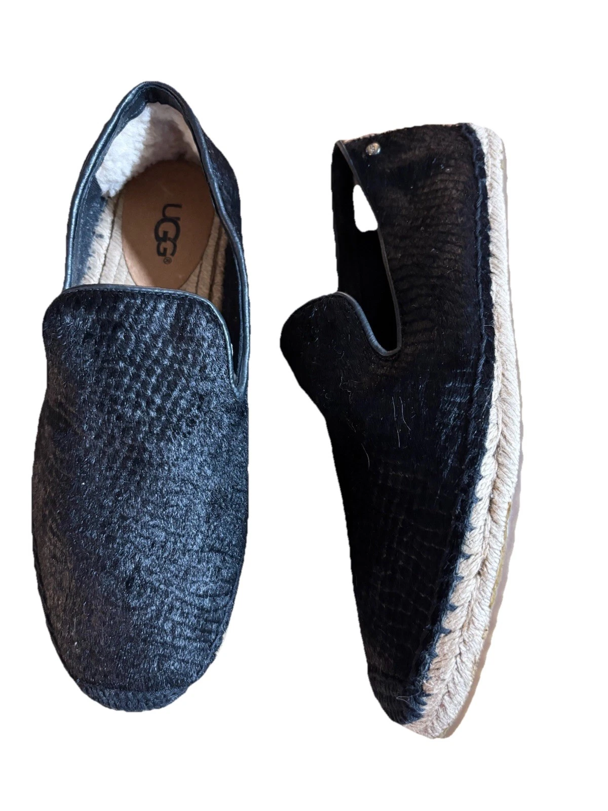 UGG Sandrinne Bilancia Slip on Capelli di Vitello Espadrillas Nero 1007150 Donna 8