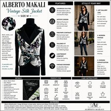 Alberto Makali Silk Jacket SZM Floral Abstract Blazer Vintage Artwear