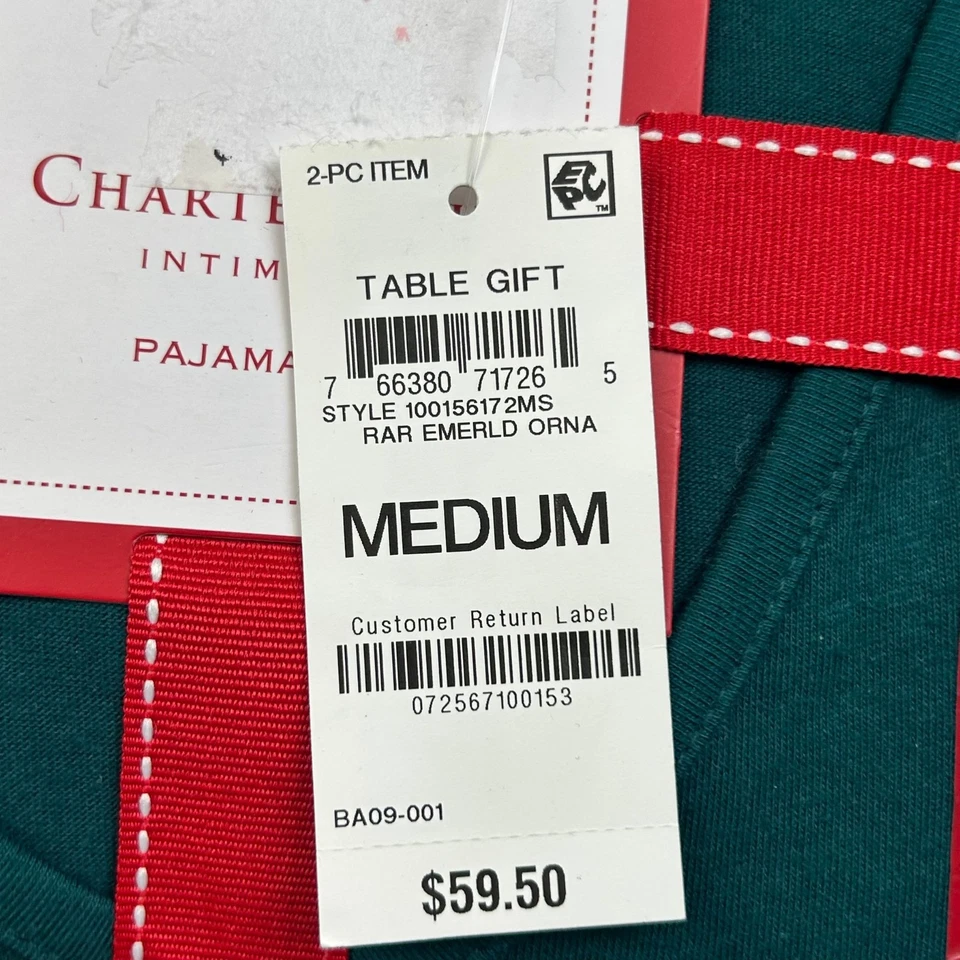 Conjunto de pijama Charter Club para mujer medio verde ropa de dormir pantalón cuello en V top nuevo con etiquetas Foto 3 de 4