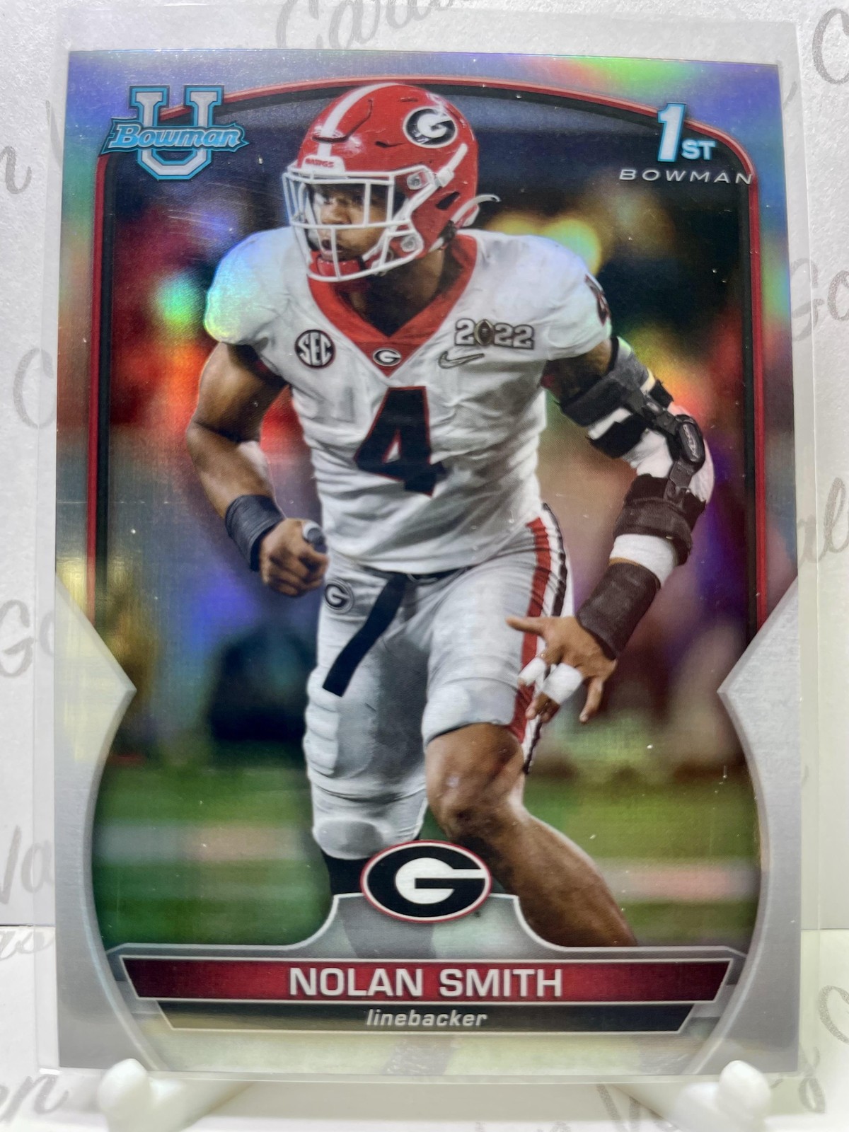 2022 Bowman University Chrome Refractor #33 Nolan Smith Georgia Bulldogs