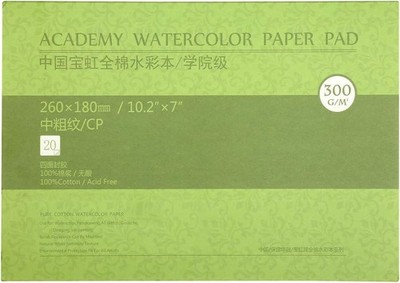 MEEDEN 10X7 Cotton Watercolor Paper Block, Textured Surface 10×7'', Cold Press