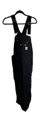 Carhartt Overalls Mens Black 30x32 OR0037-M Loose Fit Double Knee Duck Denim0108
