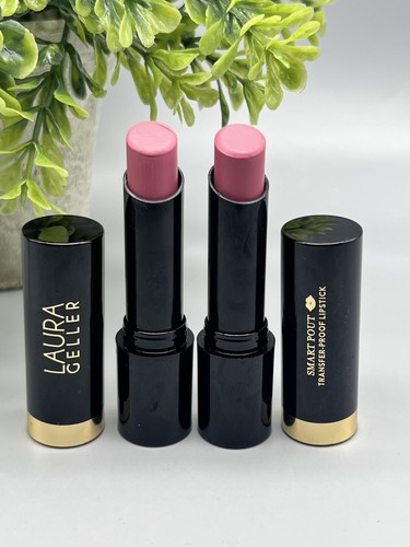 2~ Laura Geller Smart Pout Transfer- Proof Lipstick Wise 0.11 oz FLAWED/ READ