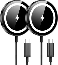 for Apple Mag-Safe Charger 2 Pack, Magnetic Wireless Charger, Black