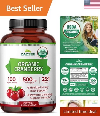 100% Vegetarian Certified Organic Cranberry, 500 mg Capsules, Family Value Pack