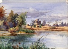 Indian Landscape - India - Antique Watercolour Painting - 19th Century