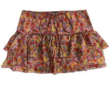 Wild Fable Floral Ruffle Tiered Mini Skirt High Rise Elastic Pull On Size M