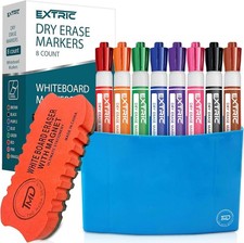 Dry erase Markers Chisel Tip, 8 Whiteboard markers, Magnetic Marker Holder