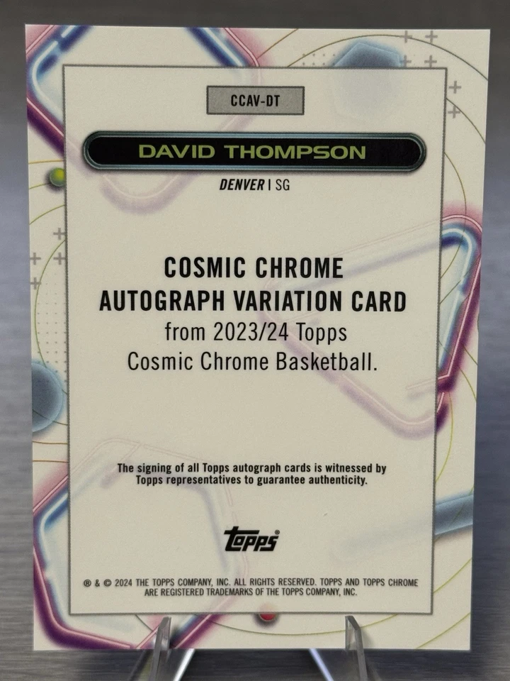 🏆🏀David Thompson 2024 Topps Cromo Cósmico Naranja Raywave SP Automático /25 #¡HOF!🏀🏆 Foto 4 de 4
