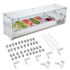 Uimoso Countertop Refrigerated Salad Pizza Prep Station with Glass Shield 150W