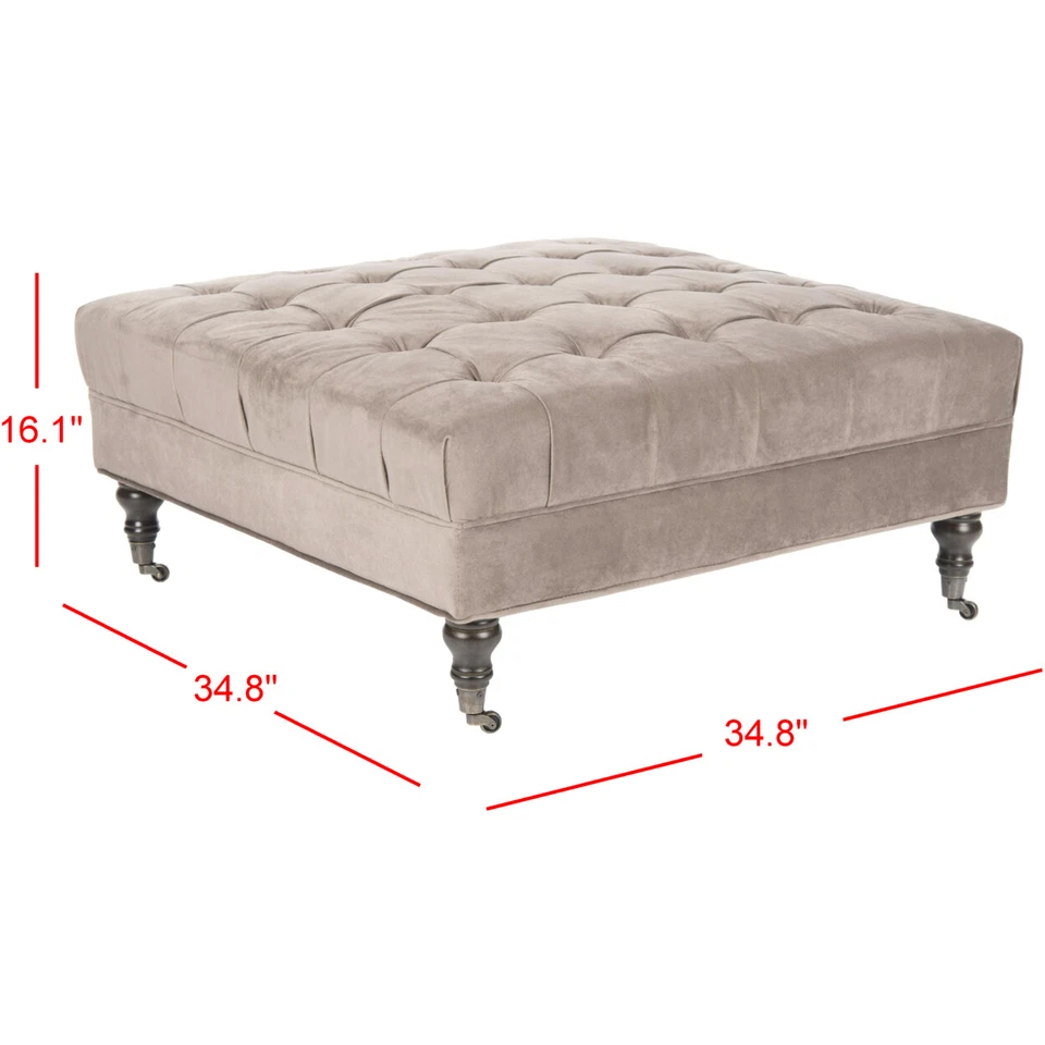 SAFAVIEH Clark Tufted Cocktail Otomano | Cogumelo Taupe | - Imagem 4 de 4