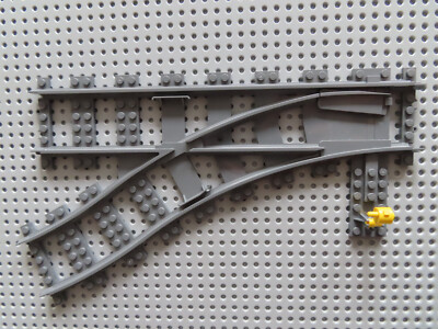 Lego Eisenbahn Weiche Schiene 53407 links neu dunkelgrau + 2866 Switch gelb NEU