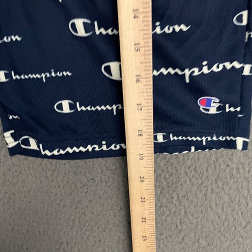 Champion Shorts Boys Size 18/20 Navy Blue All Over Print Spell Out Activewear - Picture 3 of 9