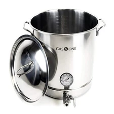 	Gasone 10 Gallon Stainless Steel Home Brew Kettle Pot Pre Drilled 4 PC Set 40	