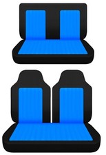 Fits 1972 Dodge Dart Front And Rear Seat Covers Black And Blue Cotton