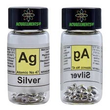 Silver Metal, Silver Element Sample, Silver Shiny Pellets 5 Grams 99.95% Pure