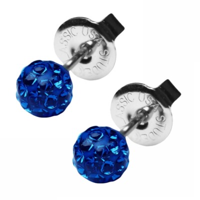 1 Paar Ohrstecker Studex Sensitive Chirurgenstahl Feuerball Kristall blau 4,5 mm