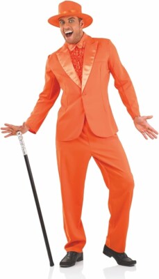 Men`s Lloyd Tuxedo Costume M - XL 90s Dumb & Dumber Orange Suit Halloween Prom
