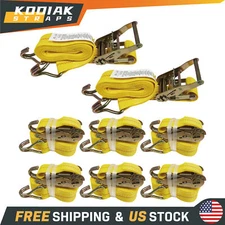 8 Pack 2"x 15' Ratchet Tie Down Straps with Double J Hook 5000lbs Heavy Duty