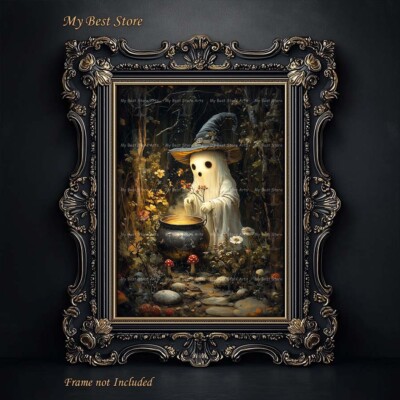 GHOST ART PRINT, Cottagecore Poster, Halloween Decor, Witchy Dark