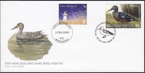 NEW ZEALAND 2009 Game Bird Habitat $10 NZ Shoveler on FDC