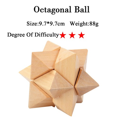 IQ Brain Teaser Kong Ming Lock Lu Ban Lock 3D Wooden Interlocking Burr Puzzles G - Picture 4 of 5