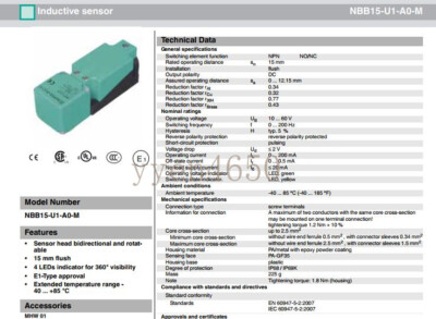 1PC New  ＆FUCHS Proximity Switch NBB15-U1-A0-M #W6