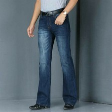 Uomo Bell Fondo Jeans Vintage 60s 70s Svasato Pantaloni Denim Hippie Regular