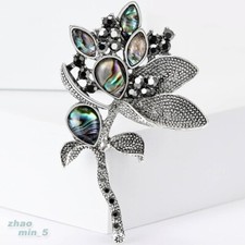 Crystal Flower Brooch Pin Enamel Shell Brooches Rhinestone Jewelry Wedding Gifts