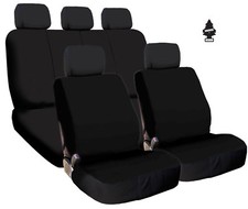 Black Cloth Car Seat Covers Set – Universal Fit Support Split Bench For Nissan