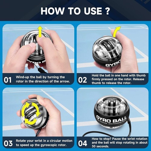 Wrist Power Gyro Ball, Hand Forearm Strengthener & Auto-Start Lighting - Picture 25 of 26