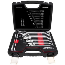 HASKYY® 12tlg Gelenk-Maul-Ringratschenschlüssel Set 8-19mm Gelenkratschenset