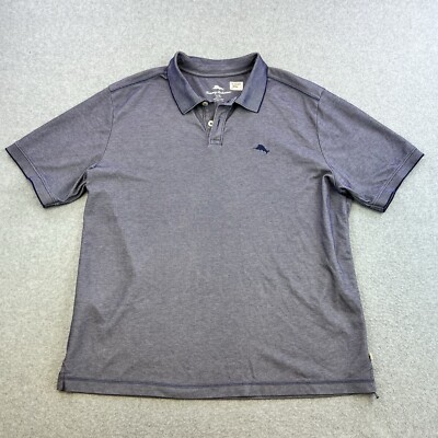Tommy Bahama Polo Shirt Mens Large Blue Short Sleeve Collared Casual Adult 