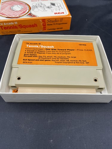 VTG 1977 RCA Studio II Home TV Arcade III TENNIS / SQUASH game Cartridge 18V402 - Picture 3 of 6